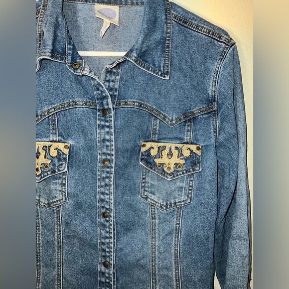 Diane Gilman Women’s Detailed Denim Long Sleeve Jacket! Size M. - Picture 7 of 15